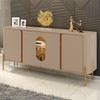 Balcão Buffet Tambaú 4 Portas 1 Prateleira com Vidro e Led Fendi/Freijó - Móveis Bechara