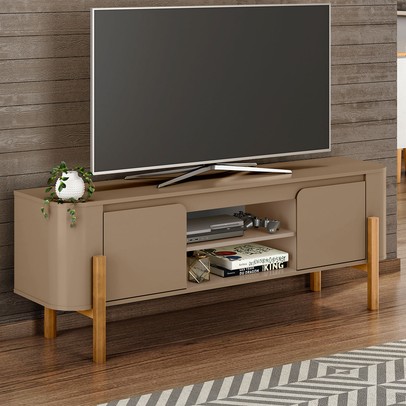 Rack para TV Até 65 Polegadas Camburi 2 Portas 1 Prateleira Fendi - Móveis Bechara