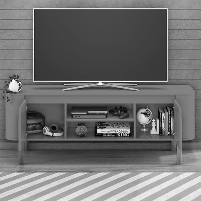 Rack para TV Até 65 Polegadas Camburi 2 Portas 1 Prateleira Off White - Móveis Bechara