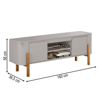 Rack para TV Até 65 Polegadas Camburi 2 Portas 1 Prateleira Off White - Móveis Bechara