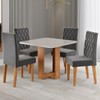 Mesa de Jantar 4 Lugares Magiore com Vidro Mel/Off White/Veludo Cinza - Viero Móveis