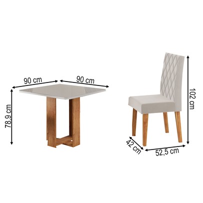 Mesa de Jantar 4 Lugares Magiore Mel/Blonde/Veludo Pastel - Viero Móveis