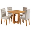 Mesa de Jantar 4 Lugares Magiore Mel/Veludo Pastel - Viero Móveis