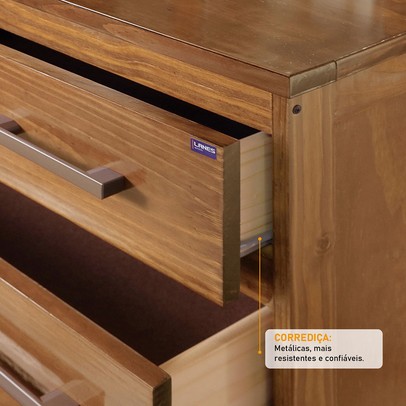 Cômoda Véra 4 Gavetas Madeira Maciça Castanho - Pnr Móveis