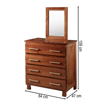 Cômoda Véra 4 Gavetas Madeira Maciça Mogano - Pnr Móveis