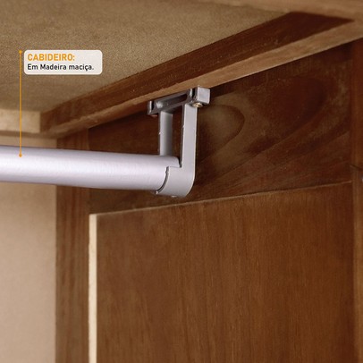 Guarda-Roupa Solteiro Tunnels 8 Portas 3 Gavetas  com Espelho Madeira Maciça Castanho - Pnr Móveis