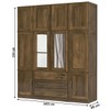 Guarda-Roupa Casal North 10 Portas 3 Gavetas com Espelho Madeira Maciça Castanho - Pnr Móveis
