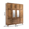 Guarda-Roupa Casal Novak 10 Portas 3 Gavetas com Espelho Madeira Maciça Castanho - Pnr Móveis
