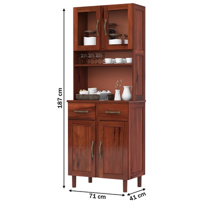 Armário para Cozinha Valldemossa 4 Portas 2 Gavetas Madeira Maciça Mogano - Pnr Móveis