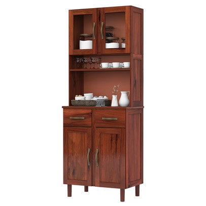 Armário para Cozinha Valldemossa 4 Portas 2 Gavetas Madeira Maciça Mogano - Pnr Móveis