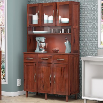 Armário para Cozinha Splendor 6 Portas 3 Gavetas Madeira Maciça Castanho - Pnr Móveis