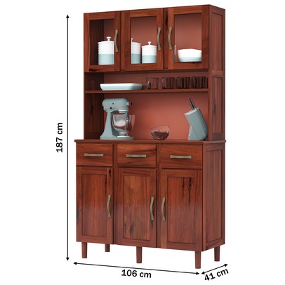 Armário para Cozinha Splendor 6 Portas 3 Gavetas Madeira Maciça Castanho - Pnr Móveis