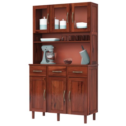 Armário para Cozinha Splendor 6 Portas 3 Gavetas Madeira Maciça Castanho - Pnr Móveis