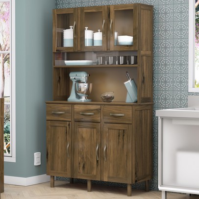 Armário para Cozinha Splendor 6 Portas 3 Gavetas Madeira Maciça Mogano - Pnr Móveis