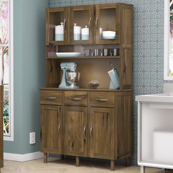 Armário para Cozinha Splendor 6 Portas 3 Gavetas Madeira Maciça Mogano - Pnr Móveis