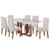 Mesa de Jantar 6 Lugares Afrodite com Vidro Mel/Off White/Veludo Pastel - Viero Móveis