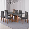Mesa de Jantar 6 Lugares Afrodite com Vidro Mel/Grafite/Veludo Cinza - Viero Móveis