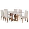 Mesa de Jantar 6 Lugares Afrodite Mel/Blonde/Veludo Pastel - Viero Móveis