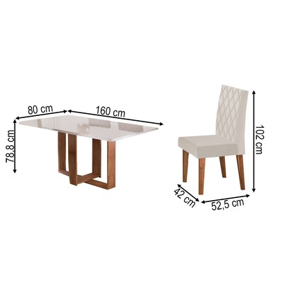 Mesa de Jantar 6 Lugares Afrodite Mel/Blonde/Veludo Pastel - Viero Móveis