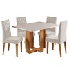 Mesa de Jantar 4 Lugares Afrodite com Vidro Mel/Off White/Veludo Pastel - Viero Móveis