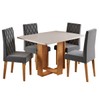 Mesa de Jantar 4 Lugares Afrodite com Vidro Mel/Off White/Veludo Cinza - Viero Móveis