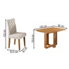 Mesa de Jantar 4 Lugares Afrodite Mel/Veludo Pastel - Viero Móveis