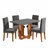 Mesa de Jantar 4 Lugares Afrodite Mel/Cinza/Veludo Cinza - Viero Móveis