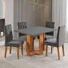 Mesa de Jantar 4 Lugares Afrodite Mel/Cinza/Veludo Cinza - Viero Móveis