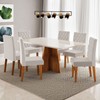 Mesa de Jantar 6 Lugares Antonella com Vidro Mel/Off White/Veludo Pastel - Viero Móveis