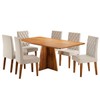 Mesa de Jantar 6 Lugares Antonella Mel/Veludo Pastel - Viero Móveis