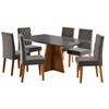 Mesa de Jantar 6 Lugares Antonella Mel/Cinza/Veludo Cinza - Viero Móveis