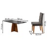 Mesa de Jantar 6 Lugares Antonella Mel/Cinza/Veludo Cinza - Viero Móveis