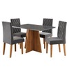 Mesa de Jantar 4 Lugares Antonella Mel/Cinza/Veludo Cinza - Viero Móveis