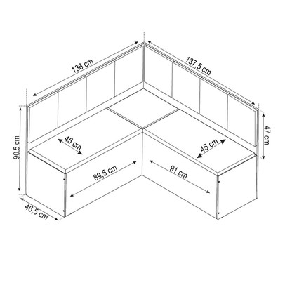 Canto Alemão Victor com 2 Cadeiras Mel/Veludo Preto - Viero Móveis
