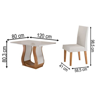 Mesa de Jantar 4 Lugares Amarena Mel/Blonde/Veludo Pastel - Viero Móveis