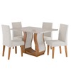 Mesa de Jantar 4 Lugares Amarena Mel/Blonde/Veludo Pastel - Viero Móveis