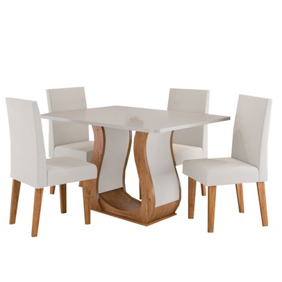 Mesa de Jantar 4 Lugares Amarena Mel/Blonde/Veludo Pastel - Viero Móveis