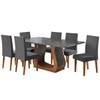 Mesa de Jantar 6 Lugares Amarena Mel/Cinza/Veludo Cinza - Viero Móveis