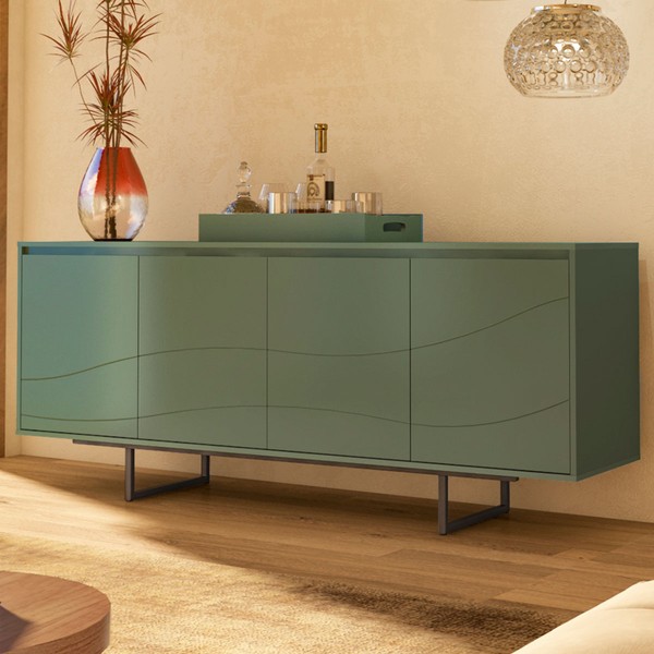 Balcão Buffet Serra do Mar 4 Portas 3 Prateleiras com Bandeja Menta - Artely Móveis