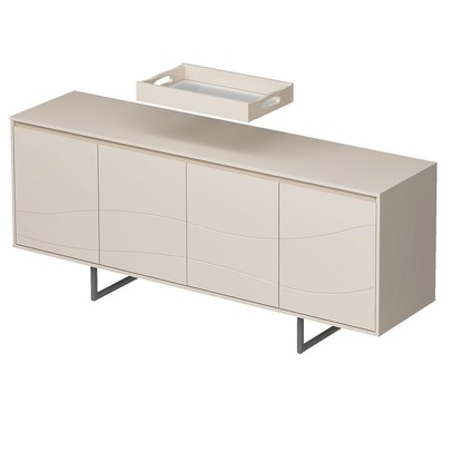 Balcão Buffet Serra do Mar 4 Portas 3 Prateleiras com Bandeja Off White - Artely Móveis