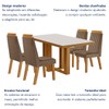 Mesa de Jantar 4 Lugares Lottus com Vidro Castanho/Cinamomo/Suede Capuccino - Lj Móveis