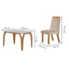 Mesa de Jantar 4 Lugares Agata com Vidro Castanho/Cinamomo/Suede Creme - Lj Móveis