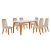 Mesa de Jantar 4 Lugares Agata com Vidro Castanho/Cinamomo/Suede Creme - Lj Móveis