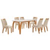 Mesa de Jantar 6 Lugares Agata com Vidro Castanho/Cinamomo/Suede Creme - Lj Móveis