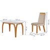 Mesa de Jantar 4 Lugares Agata com Vidro Castanho/Cinamomo/Suede Creme 17386 - Lj Móveis