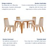 Mesa de Jantar 4 Lugares Agata com Vidro Castanho/Cinamomo/Suede Creme 17386 - Lj Móveis