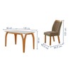 Mesa de Jantar 4 Lugares Agata com Vidro Castanho/Cinamomo/Suede Capuccino 17367 - Lj Móveis