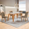 Mesa de Jantar 4 Lugares Agata com Vidro Castanho/Cinamomo/Suede Capuccino 17367 - Lj Móveis