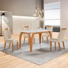 Mesa de Jantar 4 Lugares Agata com Vidro Castanho/Cinamomo/Suede Creme 17367 - Lj Móveis