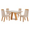 Mesa de Jantar 4 Lugares Viena com Vidro Castanho Cinamomo/Suede Creme - Lj Móveis